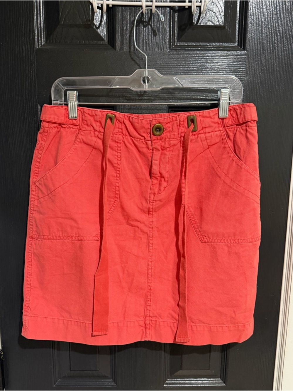 Anthropologie Coral Drawstring Pocket Mini Skirt